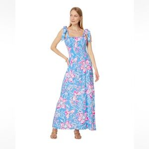 NWT Lilly Pulitzer Kailua Smocked Maxi Dress Bahamian Rhapsody M